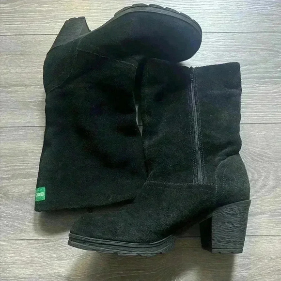 Cougar Marni Insulated Black Mid Calf Suede Zip Up Chunky Heel Boots Size 9M - Picture 1 of 7